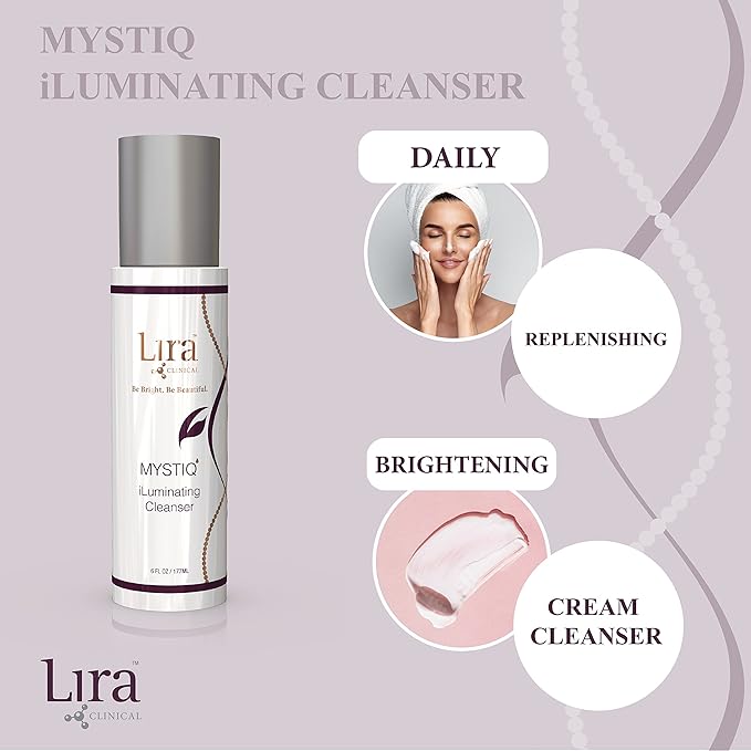 Lira Clinical MYSTIQ iLuminating Cleanser - Moisturizing Face Wash with Vitamin C, Orange Plant Stem Cells, and Plant Extracts - Gentle Facial Cleanser Supports Skin Barrier and Hydration - 6 Oz