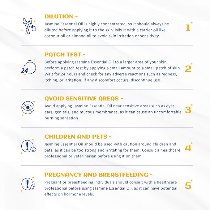 HIQILI Jasmine Essential Oil, Pure & Natural Jasmine Oil for Diffuser, Perfume, Shampoo, Aromatherapy