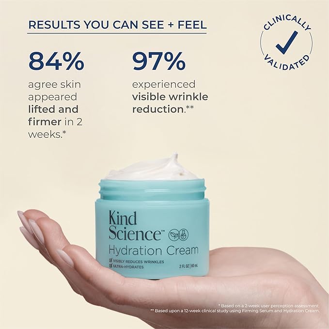 Kind Science by Ellen DeGeneres Face & Neck Duo - 2-Piece Skin Care Set with Hydration Cream Face Moisturizer & Neck Treatment for Firming & Tightening - Anti Aging, Visibly Reduces Wrinkles