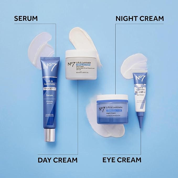 No7 Lift & Luminate Triple Action Under Eye Cream - Dark Circles Under Eye Treatment with Vitamin C & Collagen Peptide Technology - Helps Reduce Puffiness, Bags & the Appearance of Wrinkles (0.5 Oz)