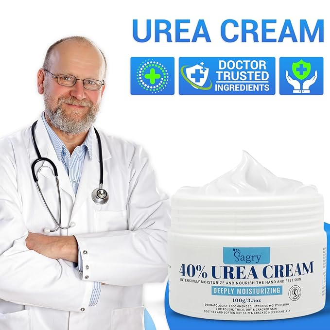 Urea Cream 40 Percent for Feet Maximum Strength, Foot Cream for Dry Cracked Heels Feet Knees Elbows Hands, Urea 40% Cream for Deep Moisturizes, Callus Remover, Heel Crack Repair