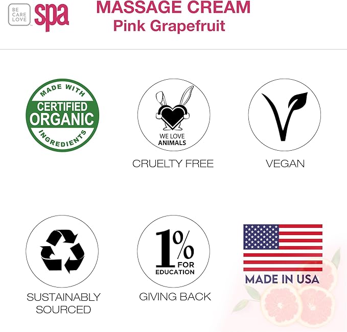 BCL SPA Massage Cream - Body Lotion & Body Cream with Organic Pink Grapefruit, Shea Butter, Aloe Vera, Vitamin E, Argan, and Almond Oils - Nourish & Revitalize skin. Home/Professional use 16 fl oz