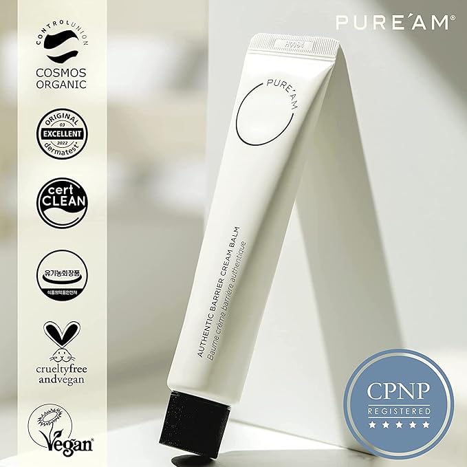 PURE'AM Authentic Barrier Cream - Korean Moisturizer For Dry & Sensitive Skin & Acne, 2.5 Fl Oz, 75ml, Vegan