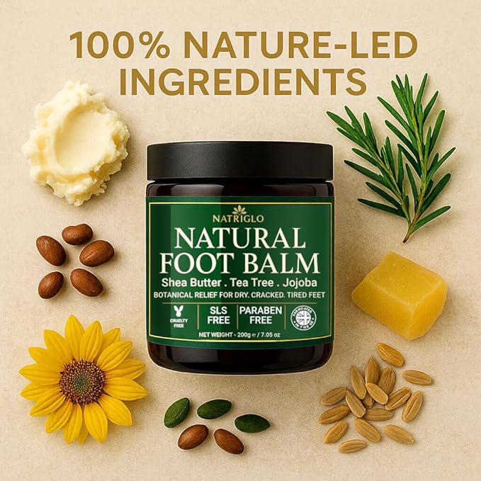 Organic Tea Tree Foot Cream for Dry Cracked Feet, Heels, Toes & Calluses - Athlete’s Foot, Odor, Itchy & Rough Skin- Heel Balm & Moisturizer for Soft, Smooth Feet & Lasting Comfort