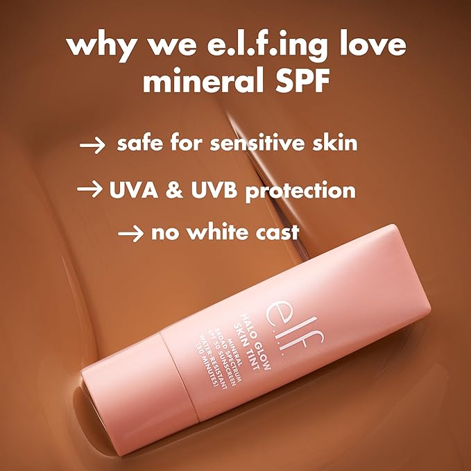 e.l.f. Halo Glow Skin Tint SPF 50, Tinted Moisturizer For Light, Buildable Coverage, Creates A Natural Glow, Vegan & Cruelty-Free, 10 Tan Neutral
