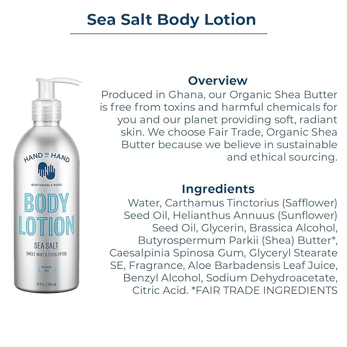 Hand in Hand Body Wash, Body Lotion, Liquid Hand Soap, and Sugar Scrub Combo Pack, Sweet Mint & Eucalyptus, Sea Salt Scent