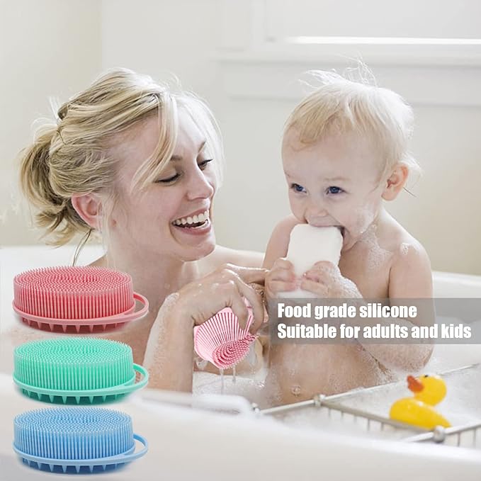 Soft Exfoliating Body Bath Shower Scrubber - Silicone Body Brush, 3 Pack for Kids and Adults with All Kinds of Skin