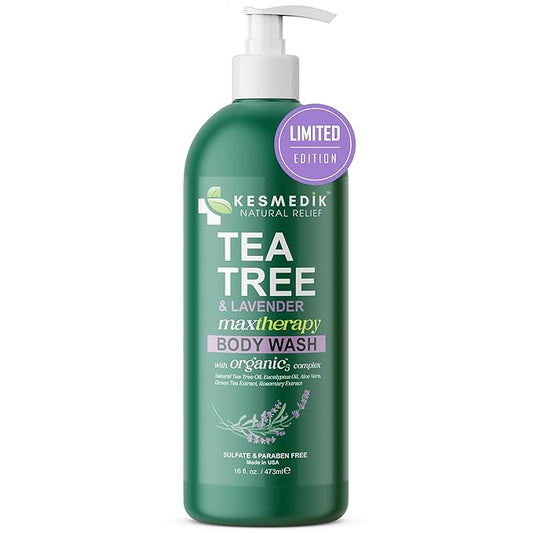Tea Tree & Lavender Body Wash MaxTherapy, Itchy Skin Relief, Fights Body Odor, Soothes Jock Itch, Athlete's Foot, Ringworm & Sensitive Skin, Men & Women, 16 fl oz, Limited Edition