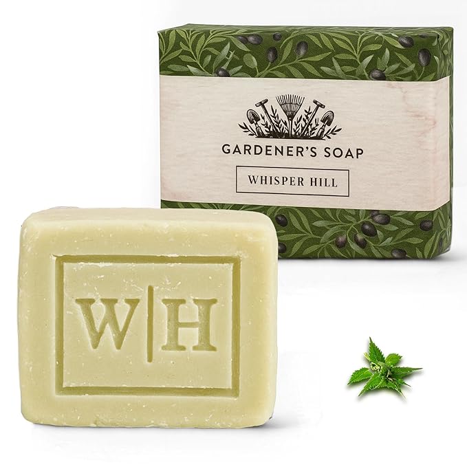 WHISPER HILL Gardener’s Lemon Verbena Olive Oil Soap – Handcrafted in Vermont Since 1997 – Gentle Exfoliating Bar for Hardworking Hands – 3.8 oz