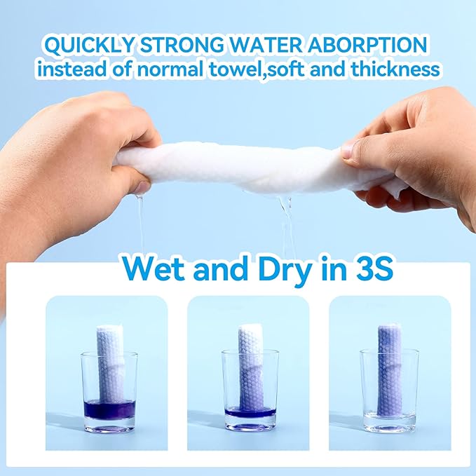 Disposable Face Towel,ISHOWBEST 60 Count Clean Face Towels, Biodegradable Cotton Towelettes Disposable for Sensitive Skin, Skin Care, Makeup Remover, Facial Cleansing Wipe, 1 Pack