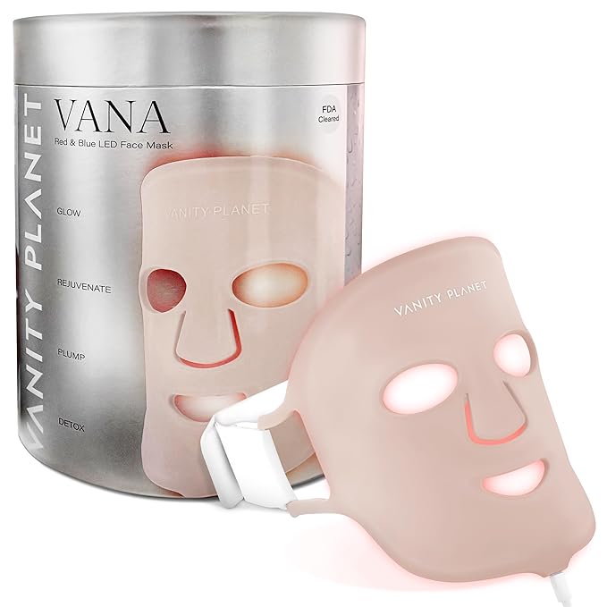 Vanity Planet VANA Red & Blue Light LED Face Mask - Silicone Light Therapy Mask for Anti-Aging, Acne Treatment - Adjustable, Lightweight, Reusable