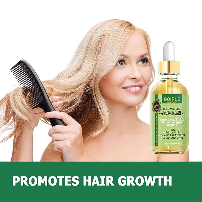 WOZUTUNT Rosemary Oil for Hair Growth, 3.1 FL OZ, Pure Natural Scalp Oil with Essential Oils, Nourishing Treatment for Split Ends, Dry Scalp