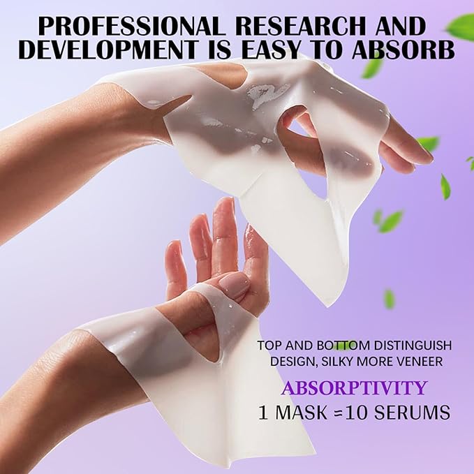 Bio-Collagen Overnight Face Mask,Glass Glow Hydrogel Face Masks, Collagen Face Mask, Korean Glass Skin Facial Sheet Masks, Wake up Glass-Like Skin