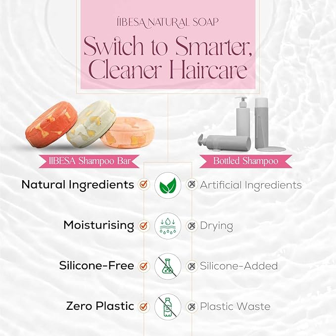 IIBESA Rice Water Shampoo Bar - Hair Growth & Strengthening Deep Moisturizing - Japan made Organic Ingredients - Solid Shampoo Bars For All Hair Types - Vegan Essential Oils - Rosemary