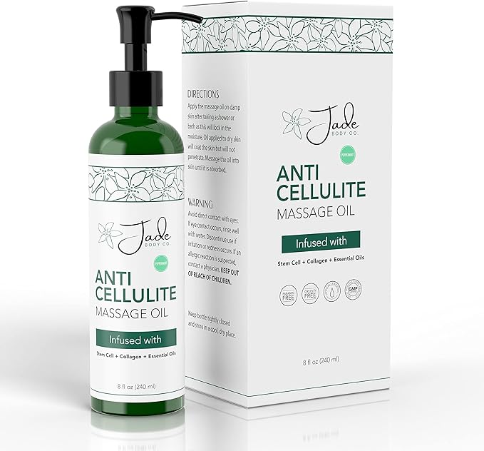 Gold & Black Anti Cellulite Massage Oil for Massage Therapy - Collagen and Stem Cell Skin Tightening Cellulite Cream for Women & Date Night Romance -External Use ONLY - 8 Fl Oz by Divine