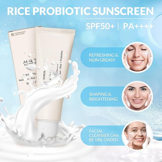 Relief Sun Rice + Probiotics SPF50+ PA++++, Facial Sunscreen, Korean Skincare, Korean Sunscreen, Facial Moisturizer for All Skin Type and UV Defense, Nourishing Skin (50ml)