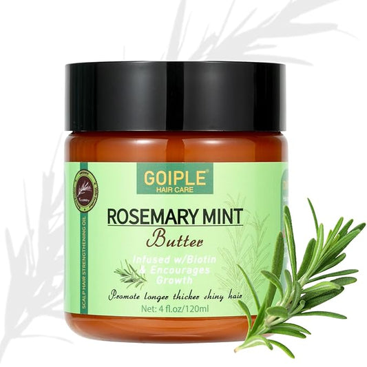 WOZUTUNT Rosemary Mint Butter for Hair Growth Strengthen and Strong Roots, Nourish Dry Scalp Split Ends, Organic Product for All Hair Type, 4 Fl Oz