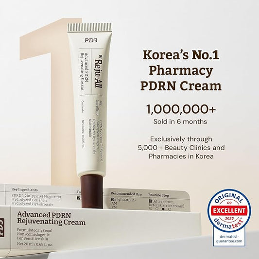 Dr. Reju-All Advanced PDRN Rejuvenating Cream + Advanced LC-Ceramide Barrier Cream - 99% Pure Salmon DNA PDRN Face Moisturizer - Patented Long Chain Ceramide - Korean Anti-Aging Skin Care Face Cream