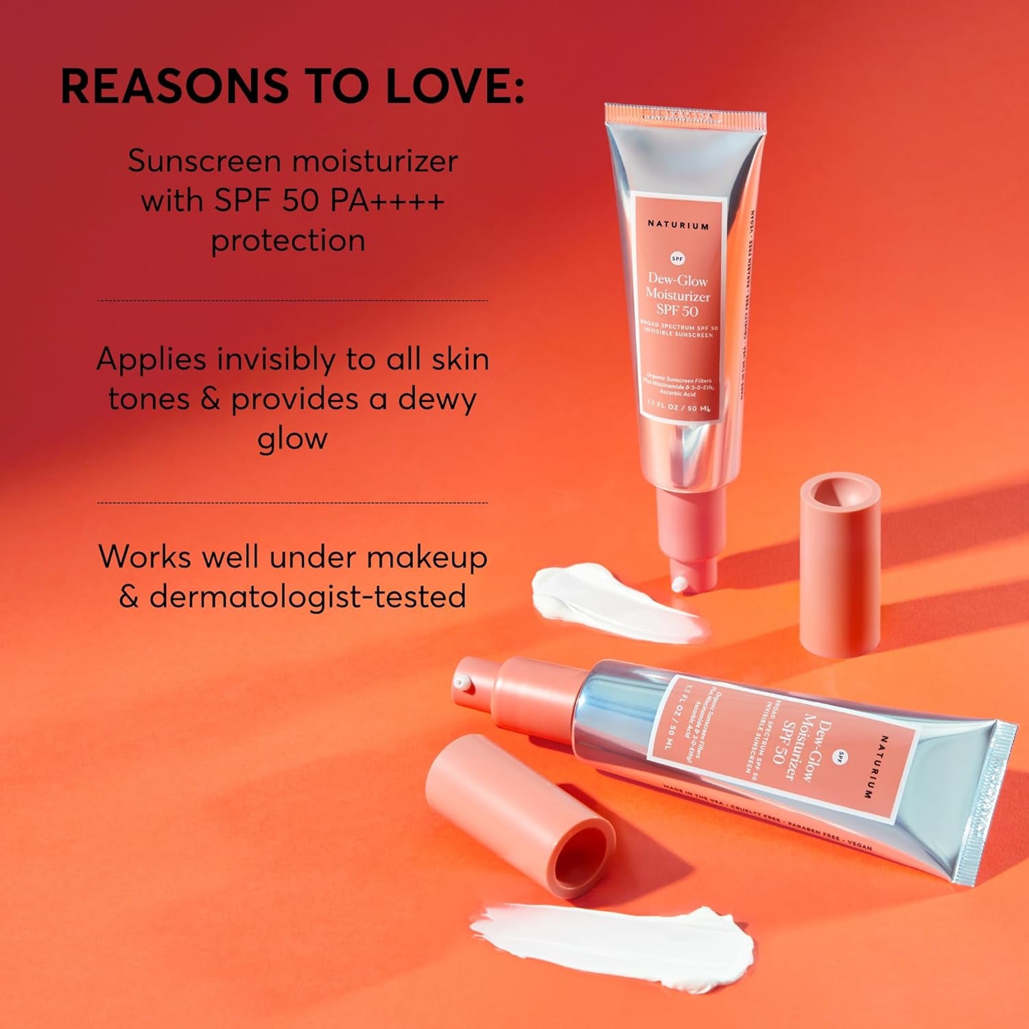 Dew-Glow Moisturizer SPF 50 PA++++, Daily Moisturizing Sunscreen & Face Primer, Skin Protector with Dewy Finish, 1.7 Oz