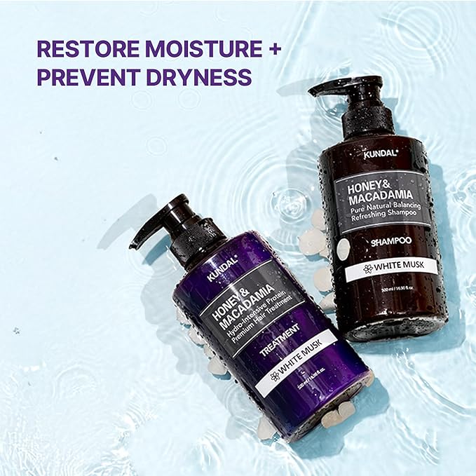 KUNDAL Honey & Macadamia Natural Shampoo [White Musk] Korean Hair Care Shampoo Damage Repair Strengthen, Nourish, with Honey, Argan Oil, Macadamia Oil, Free Paraben & Sulfate 16.9 fl oz