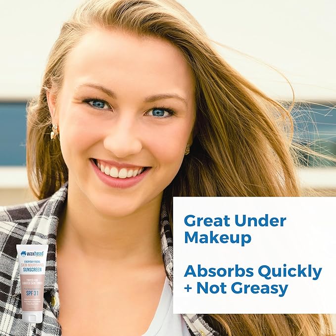 Waxhead Tinted Mineral Sunscreen for Face – Sheer Glow BB Cream Moisturizer with SPF 31, Non-Nano Zinc Oxide, Unscented, Non‑Comedogenic Mineral Facial Sunscreen, Primer under Makeup (Light Tint 4oz)