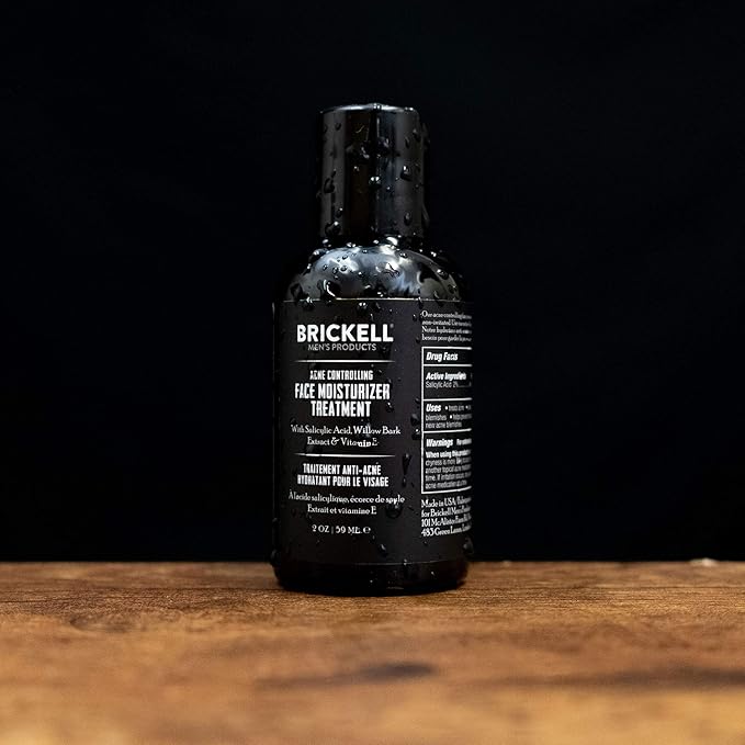 Brickell Men's Acne Controlling Face Moisturizer Treatment for Men, Natural and Organic Face Moisturizer Treatment to Clear Acne, Even Skin Tone and Moisturize Skin, 2% Salicylic Acid, 2 Ounces
