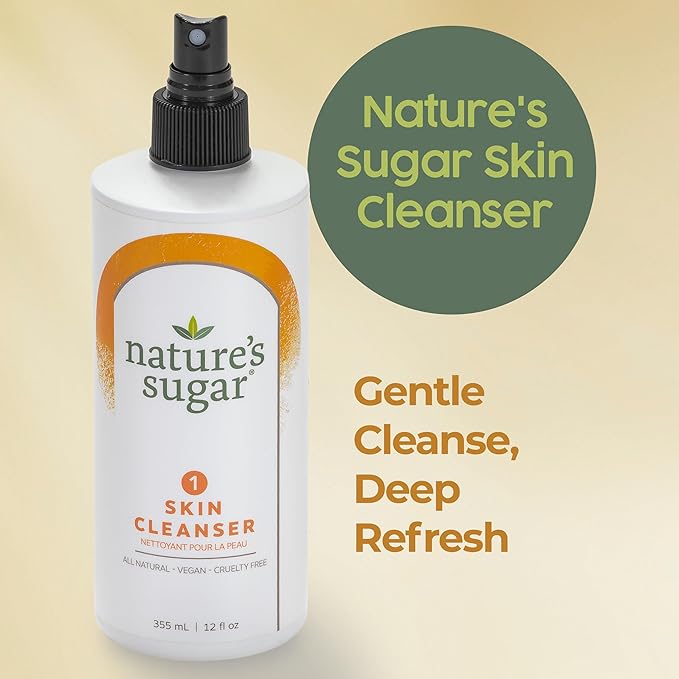 Nature's Sugar - Skin Cleanser - Prewax Care & Skin Prep – Precleanse Spray Supports Clean Removal & Paste Adhesion – All Natural Pre Wax & Brazilian Waxing Formula for Estheticians & Home Use – 355mL