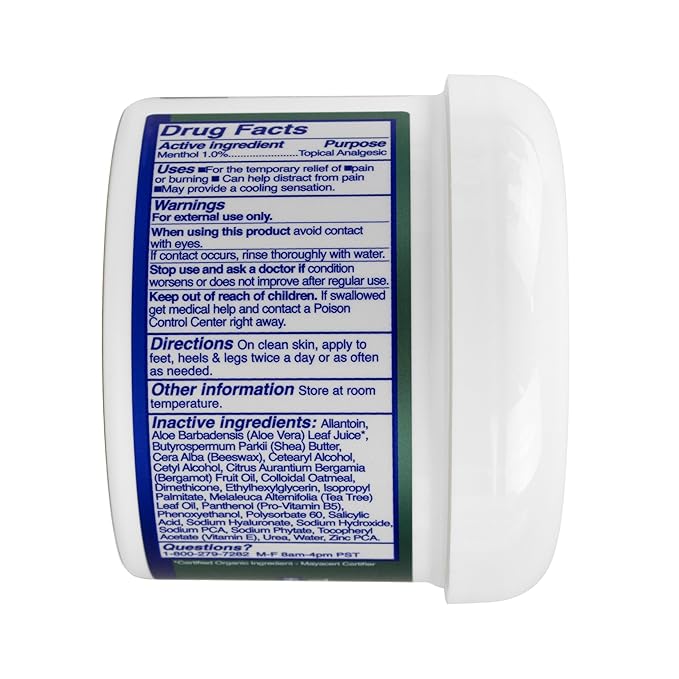 TriDerma Tea Tree Oil Foot Cream for Dry Cracked Feet, Itchy Skin, Tingling & Foot Pain with Menthol, Non-greasy 9.5 oz