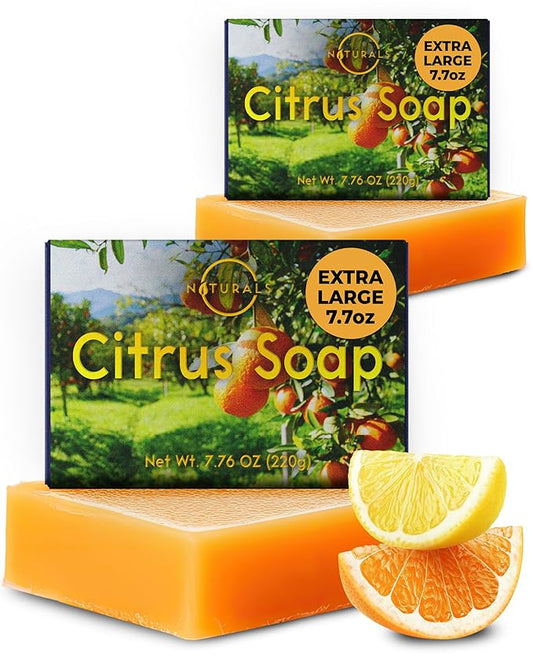 O NATURALS 2-Pack Organic Soap Bar 4oz each Set - 100% Vegan Cold Process Body Wash Scented Premium Essential Handmade Soap - Natural Soaps for Men Women, Face, Body - Citrus Bar Soap