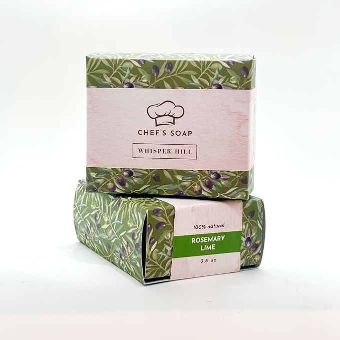 WHISPER HILL Chef’s Rosemary Lime Olive Oil Soap – Handcrafted in Vermont Since 1997 – Kitchen Bar with Fresh Herbal Citrus Scent – 3.8 oz