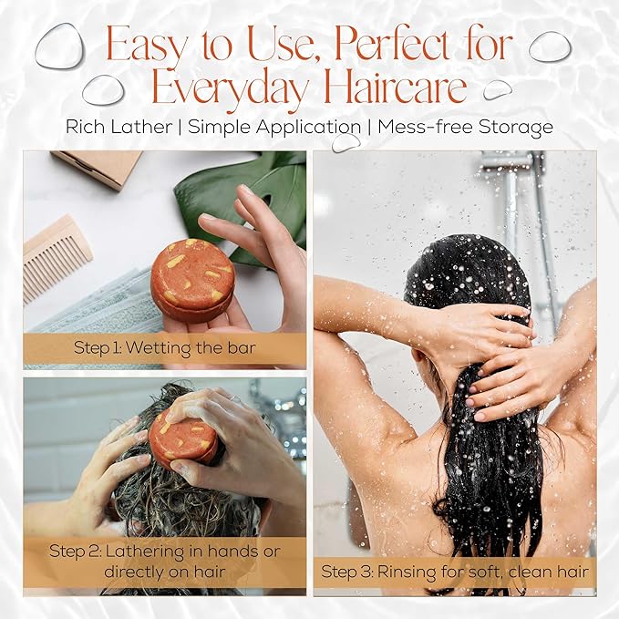 IIBESA Rice Water Shampoo Bar - Hair Growth & Volumizing Deep Hydrating - Japan Made Organic Ingredients - Solid Shampoo Bars For All Hair Types - Sulfate-Free Essential Oils - Grapefruit