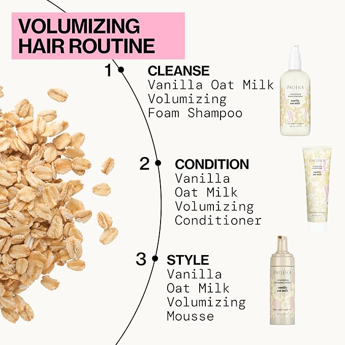 Pacifica Vanilla Oat Milk Hair Conditioner – Volumizer for Fine/Flat Hair, Weightless Oat Milk & Apple Extract for Bounce & Smoothness, Silicone Free Clean Beauty, Vegan Cruelty-Free