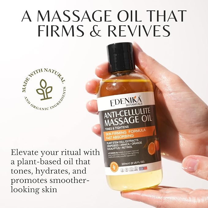 Firming Body Massage Oil for Massage Therapy, Natural Oil with Retinol & Stem Cells for Body, Thighs & Butt, Anti Cellulite, Tightens, Relaxes & Hydrates Skin, 2-Pack