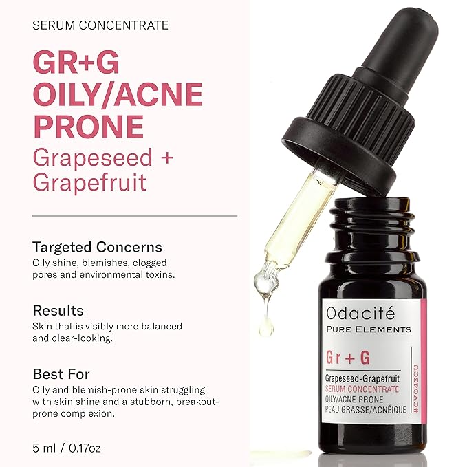 Odacité Acne Serum Concentrate for Face, Pore Cleanser Facial Oil for Skincare with Grapeseed + Grapefruit - Blackhead Remover & Oily Blemish Prone Skin Facial Serum Moisturizer Oil, 0.17 fl. Oz