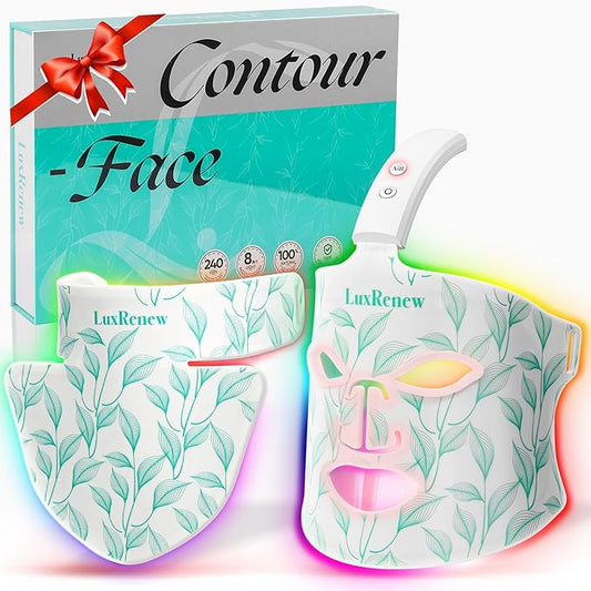 Red Light Therapy Mask & Neck, Near-Infrared 850 Red Light + 7 Colors Led Face Mask Light Therapy, Portable and Rechargeable for Facial Led Mask Skincare at Home and Travel