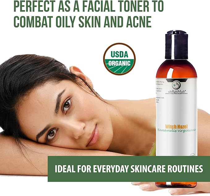 Organic Witch Hazel – 100% Pure Natural USP Astringent with 14% Alcohol | Hamamelis Virginiana Extract for Face, Skin, Hair & Wellness | Bulk & Gallon Options | 4 Fl Oz