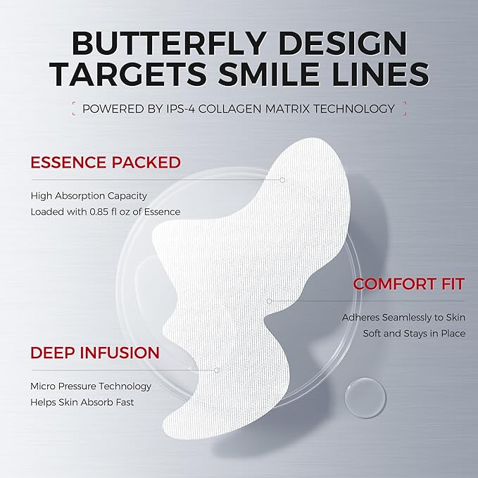 Smile Line & Under Eye Patches – 4-Peptide Anti-Wrinkle Treatment with Collagen, Caffeine & Niacinamide – Firming, Hydrating, Brightening Face Pads for Laugh Lines, Eye Bags, 10 Pairs