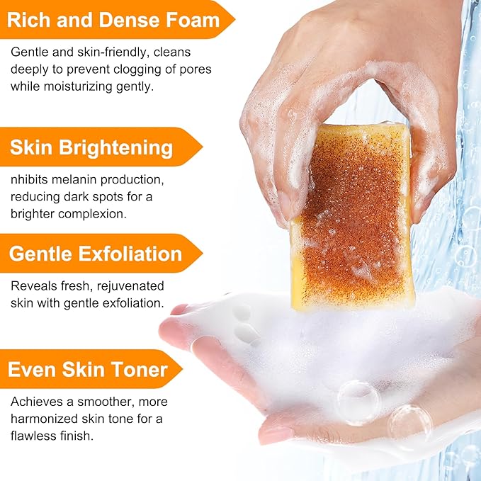 Lemon Turmeric Kojic Acid Soap - Organic Turmeric Dark Spot Remover Soap Bar for Face and Body - Kojic Acid Skin Care for All Skin Types, Deep Cleansing