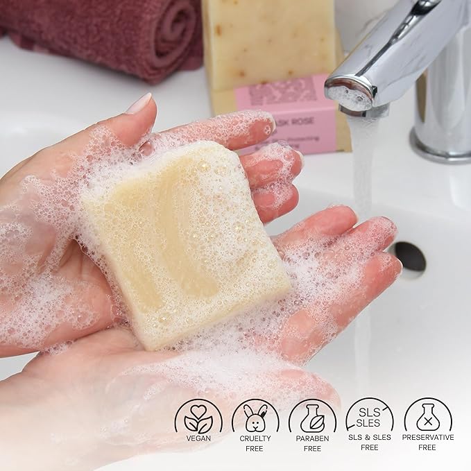 AUTHENTIC BATH & SOAP - Organic Rose Soap Bar X2 - Handmade, Natural Castile Soap Bar Moisturizing Bar Soap for Women Gift, Made with Rose Essential Oil and RoseWater. (2PK) 4.2 Oz Each