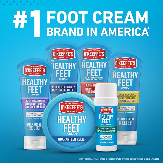 O'Keeffe's for Healthy Feet Foot Cream - 7 oz Tube (2 Pack) - Guaranteed Relief for Extremely Cracked, Dry Feet, Repairing Skincare, Instantly Boosts and Retains Moisture Levels