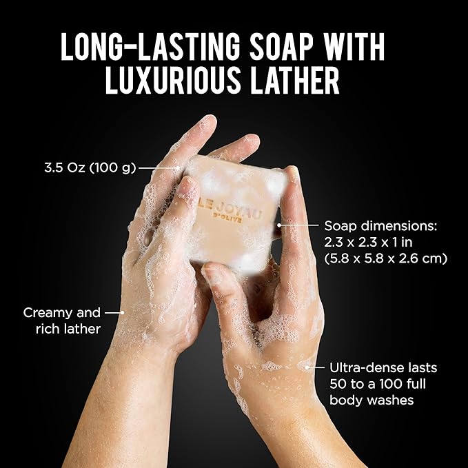 LE JOYAU D'OLIVE LJO No Synthetics All-Natural Soap | Minimal Ingredients | No Chemicals | No Perfumes | No Titanium Dioxide | Made with Essential Oils | For Face & Body | Twice Milled Soap Gift Set