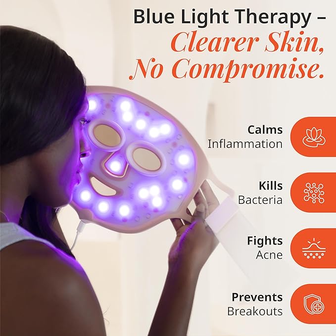 Vanity Planet VANA Red & Blue Light LED Face Mask - Silicone Light Therapy Mask for Anti-Aging, Acne Treatment - Adjustable, Lightweight, Reusable