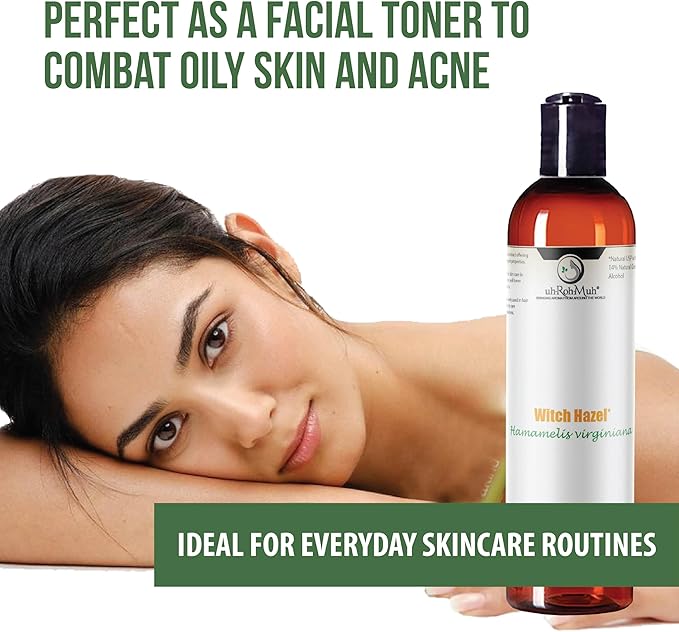 Witch Hazel Natural USP Oil – 100% Pure with 14% Natural Grain Alcohol | Hamamelis Virginiana Extract for Face, Skin, Hair & Wellness | Astringent & Soothing Properties | 8 Fl Oz