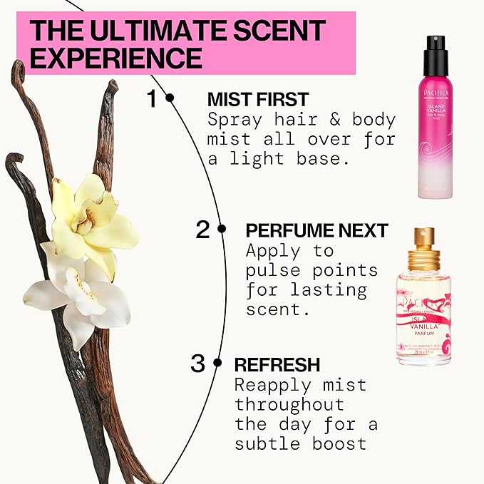 Pacifica Island Vanilla Perfume – Clean Vanilla Fragrance for Women - Warm Tropical Aroma - Long-Lasting Clean Beauty Non Toxic Scent, Vegan & Cruelty-Free, 1 oz Travel-Friendly Spray