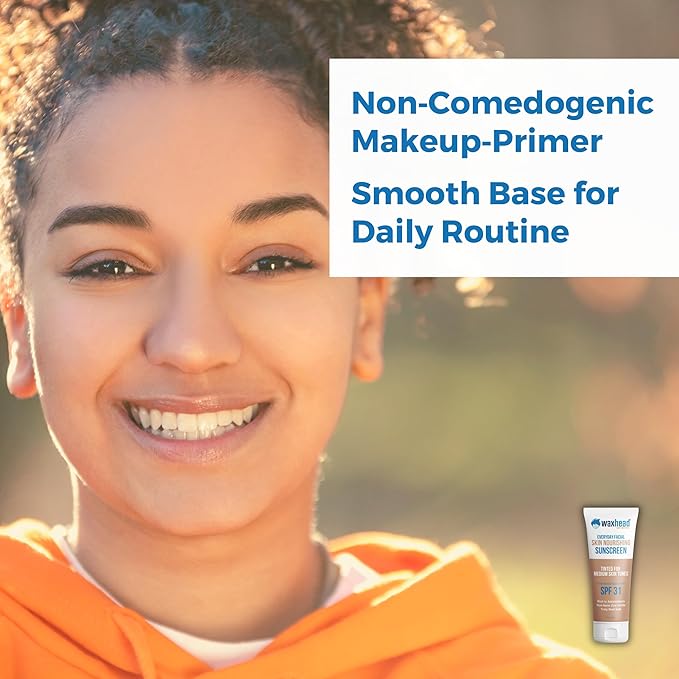 Waxhead Tinted Mineral Sunscreen for Face – Sheer Glow BB Cream Moisturizer with SPF 31, Non-Nano Zinc Oxide, Unscented, Non‑Comedogenic Mineral Facial Sunscreen, Wear under Makeup (Medium Tint 4oz)