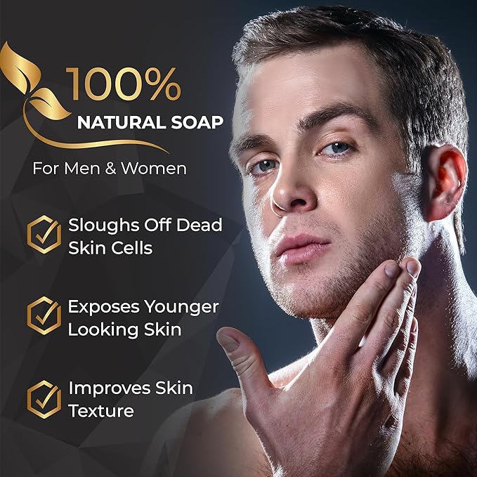 AMVital Natural Charcoal Soap Bar Set - 3-Pack Plant-Based Face & Body Soap for Daily Use - Deep-Cleansing Bar Soap for All Skin Types - Vegan Gift Set for Men & Women