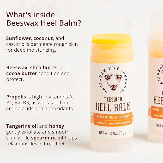 Savannah Bee Company Beeswax Heel Balm - Foot Balm for Cracked Heels with Tangerine Fragrance