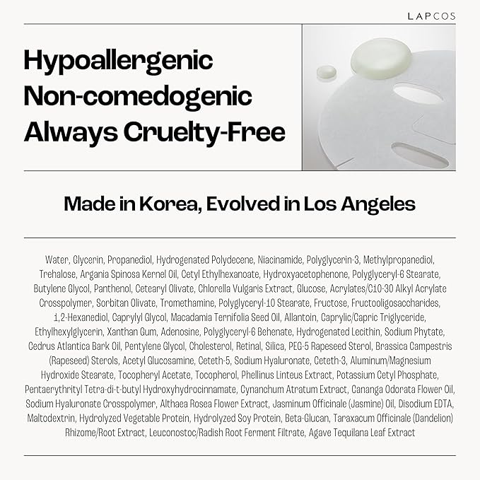 LAPCOS Retinal Resurfacing Mask - Korean Skin Care Mask w/Retinal, Hyaluronic Acid, Niacinamide & Centella Asiatica - Soothing Face Mask Spa Gifts for Women - Firming Face Mask (5 Count, 1.05 oz)