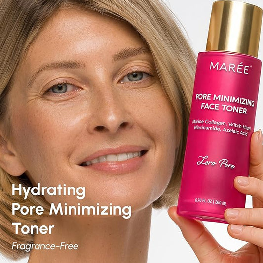 MAREE Pore Minimizer for Face Toner – Oil Control Facial Toner with Niacinamide, Witch Hazel & Marine Collagen – Gentle Exfoliating Face Toner for Women – Oily, Normal, Sensitive Skin – Tonico Facial