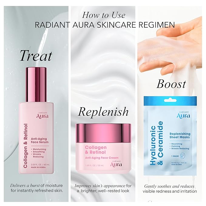 Collagen & Retinol Face Serum - Dermatologist Tested Korean Anti-Aging Solution for Wrinkles & Dark Spots - Premium Skin Repair Formula for Deep Hydration & Rejuvenation - 2 fl oz